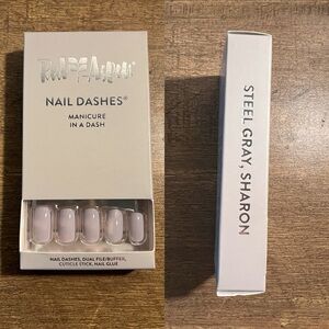 Steel Gray Sharon Red Aspen Press On Nails